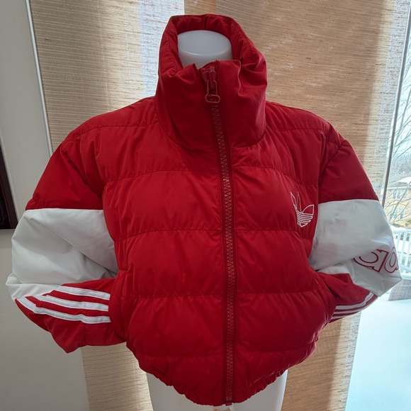 Adidas Cropped Bomber Puffer Jacket - Picture 3 of 11
